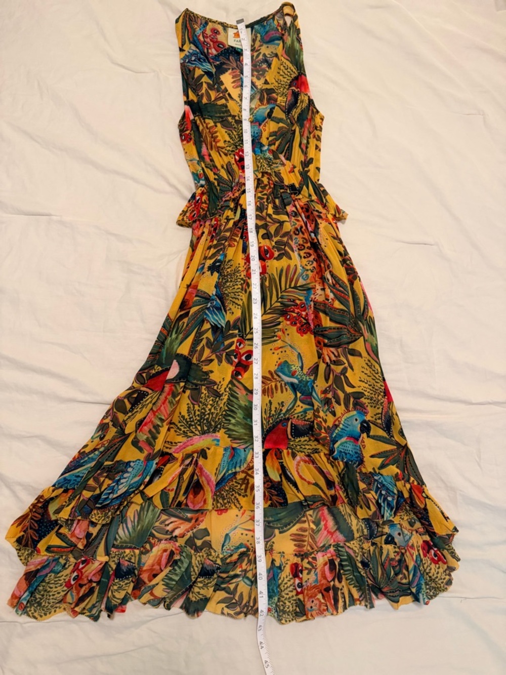 Yellow Tropical Maxi Dress with Multicolor Bird Print - Picture 8 of 9